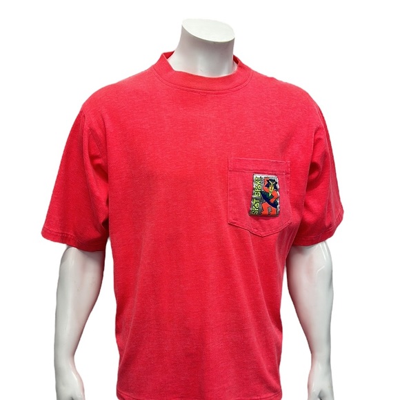 Vintage 80-90s Spot Sport European Beach Pink Single Stitch T-Shirt Surf USA XL - Picture 5 of 12